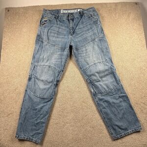 Bilt Reinforced Iron Workers Jeans Mens 38 Blue Denim Protective Lining Outdoor
